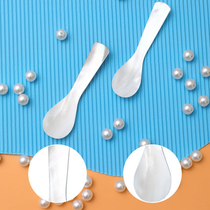 Caviar Spoons, Mother of Pearl Spoons for Caviar with Hand Crafted Round Handle for Caviar, Cake, Ice Cream, Salt, Coffee, Restaurant Serving (10PCS,3.5In)