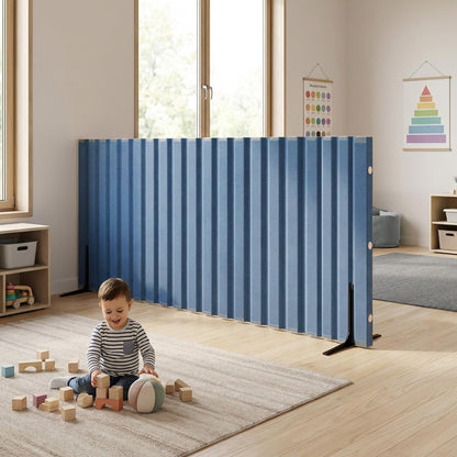 Angeles 48" x 10' Quiet Divider With Sound Dampening Panels, Freestanding Room Divider Wall, Blue
