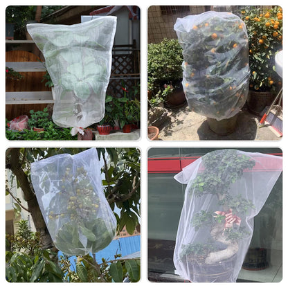 Kikhope 10 Pcs Garden Mesh Netting - 29"x21" Insect Bird Netting Pest Barrier Bags with Drawstring -Plant Fruit Protection Bag for Fruit Trees & Tomato Plants, Blocks Birds, Squirrels & Insects