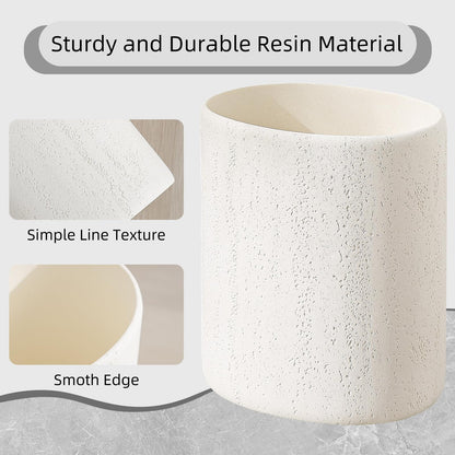 WUUAHOME Trash Can, 1.6 Gallon Small Bathroom Trash Can, Simple Oval Stone Look Garbage Bin, Decorative Waste Basket for Kitchen Office, Home Decor, Bedroom, Living Room White