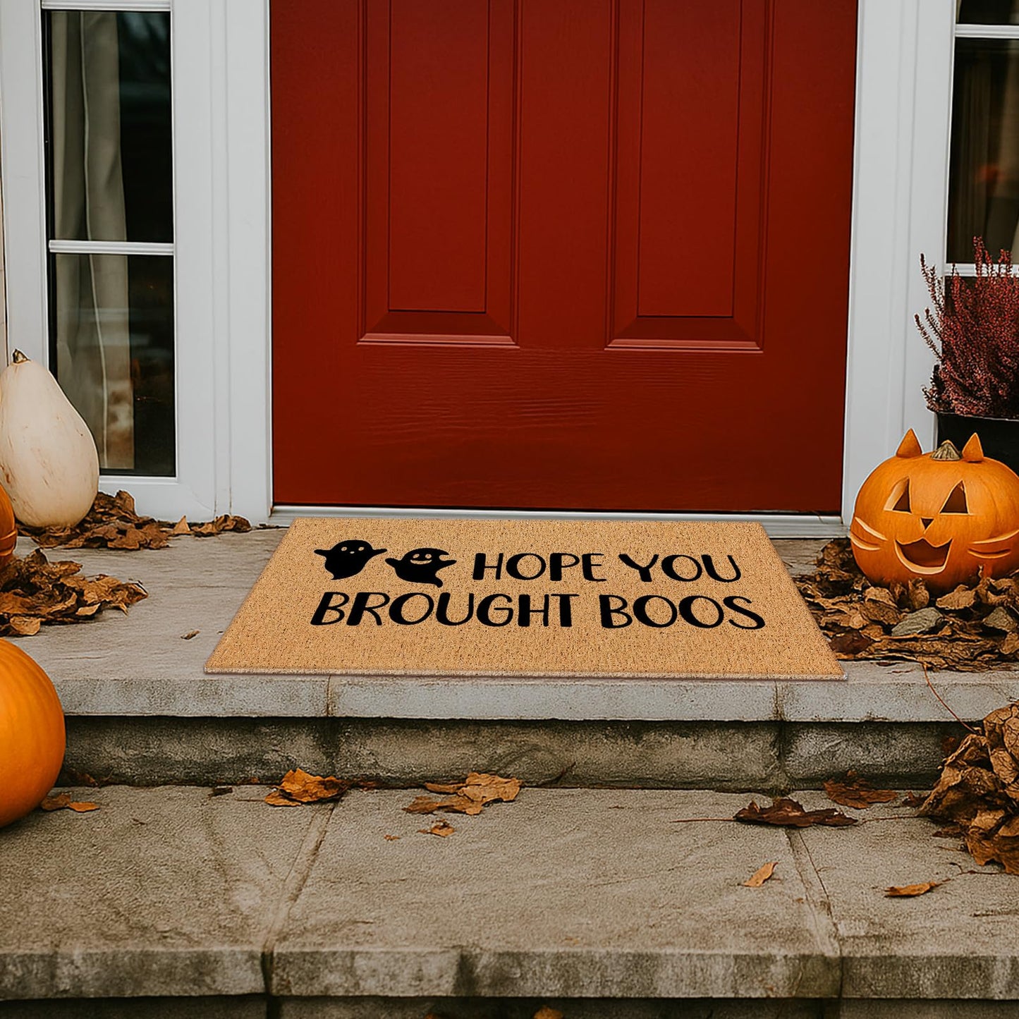 Dunzy 16 Pcs Halloween Stencils for Door Mats Crafts Reusable Hey Boo Ghost Welcome Templates Large Spooky Stencil for Painting Wood Sign Wall Halloween Doormat DIY Project