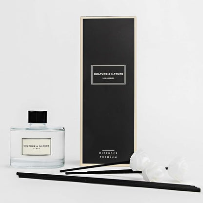 CULTURE & NATURE Reed Diffuser Set 6.7oz (200ml) Lemon Scented Diffuser with Sticks Home Fragrance Reed Diffuser for Bathroom Shelf Decor