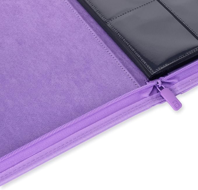 Vault X 4 Pocket Zip Binder, 160 Cards, Exo-Tec Material, 20 Side-Loading Pages (Purple)