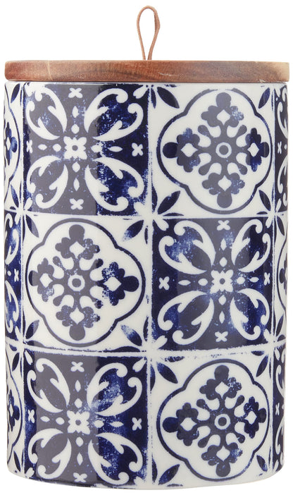 American Atelier Ceramic Canister Set 3-Piece Ceramic Jars in Chic Design With Lids for Cookies, Candy, Coffee, Flour, Sugar, Rice, Pasta, Cereal & More Blue