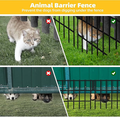 ULIOK 14 Panels Garden Fence Animal Barrier, Animal Barrier Fences No Dig Fence, 19.83ft(L) x 13in(H) Dog Fencing Rabbit Fences, 1.5in Spike Spacing Rustproof Metal Fences Border for Outdoor Yard
