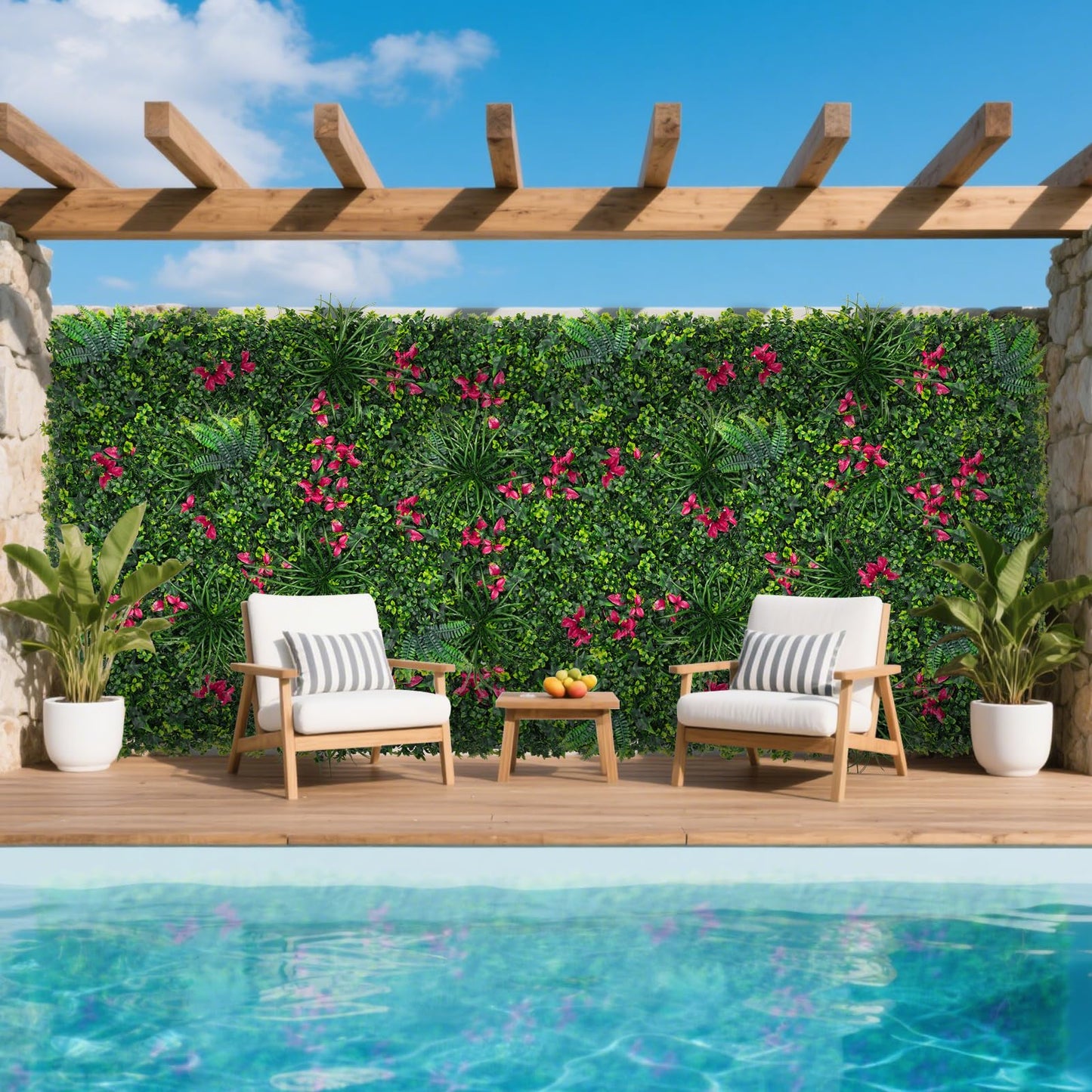 Yangrass Artificial Boxwood Wall Panels, 20''x20'' 12pcs Grass Wall Panels with Mint Plant Leaves, Greenery Backdrop Privacy Screen with UV Protection, Green Grass Wall for Garden Indoor Outdoor Decor