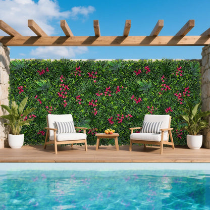 Yangrass Artificial Boxwood Wall Panels, 20''x20'' 12pcs Grass Wall Panels with Mint Plant Leaves, Greenery Backdrop Privacy Screen with UV Protection, Green Grass Wall for Garden Indoor Outdoor Decor