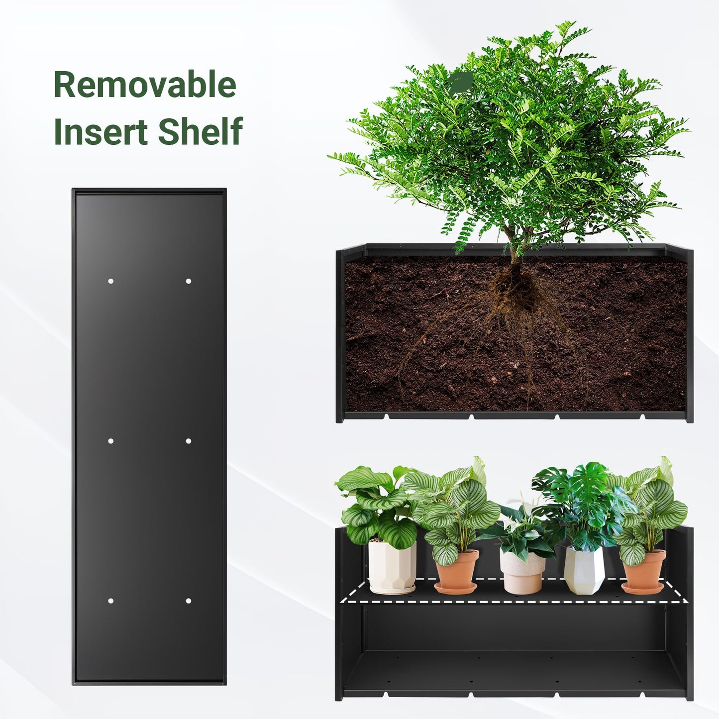 Toriexon Metal Planter Box 46” x 16” x 16”, Heavy Duty Tall Rectangle Planter Box with with Drainage Holes & Rust-Proof Coating, Modern Outdoor/Indoor Black Planter Box for Porch, Garden, Patio, Yard