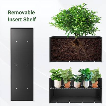 Toriexon Metal Planter Box 46” x 16” x 16”, Heavy Duty Tall Rectangle Planter Box with with Drainage Holes & Rust-Proof Coating, Modern Outdoor/Indoor Black Planter Box for Porch, Garden, Patio, Yard