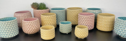 Nordring Stoneware Flower Pot – 6’’ White Planter with Polka Dots – Modern Ceramic Pot with Crackle Glaze – No Drainage Holes – Holds 5’’ Indoor Plant