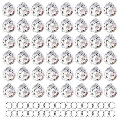 HDCRYSTALGIFTS 48pcs Clear Faceted Crystal Ball Prism 1.2"/30mm Glass Prism Sun Shine Catcher Rainbow Pendants Maker, Hanging Crystals Prisms for Windows Home Decor