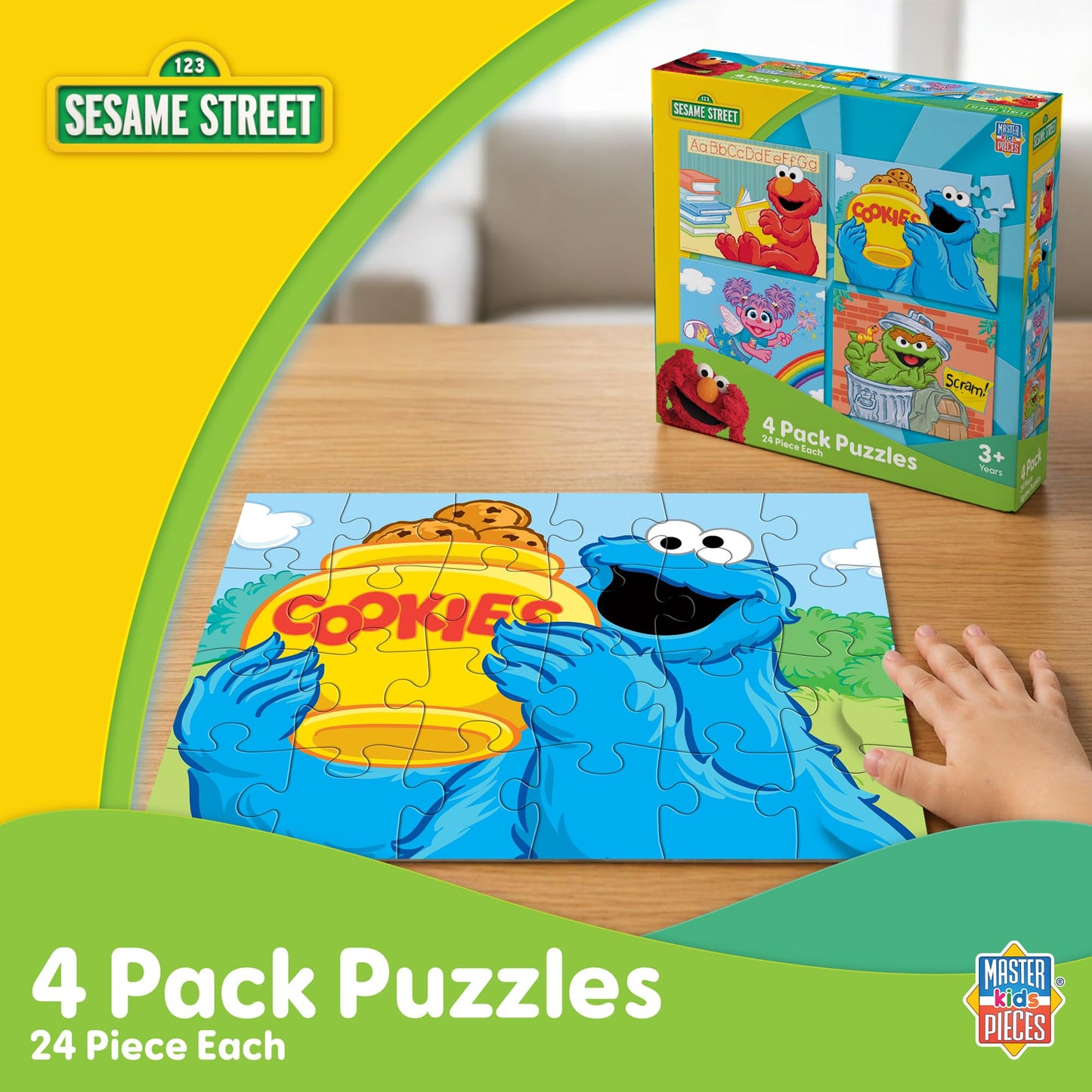 MasterPieces Puzzle Set - 4-Pack 24 Piece Jigsaw Puzzle for Kids - Sesame Street 4-Pack - 8"x10"