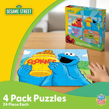 MasterPieces Puzzle Set - 4-Pack 24 Piece Jigsaw Puzzle for Kids - Sesame Street 4-Pack - 8"x10"