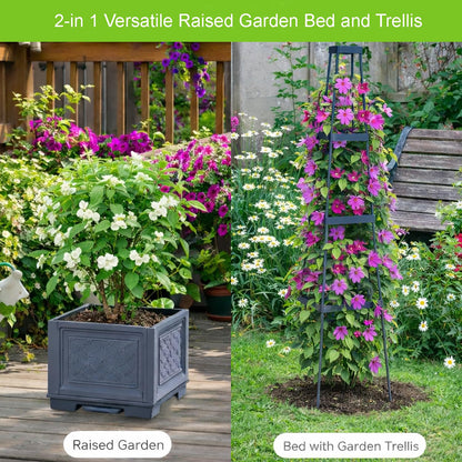 osgevei 2PCS Rolling Raised Garden Bed Tomato Planter with Trellis, 57" Self-Watering Tomato Cage Planters Box for Climbing Plants Vegetable Flower Patio Garden Balcony Outdoor & Indoor (with Wheels)