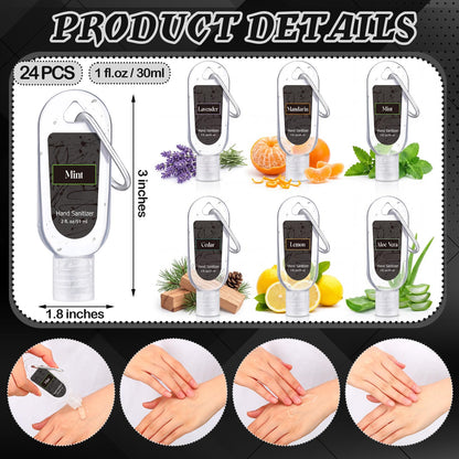 Sacubee 6 Pcs Mini Hand Sanitizer Travel Size with Carabiner Clip 2 Fl. oz Gel Mix Scent Pocket Hand Sanitizer with Keychain Bulk for Backpack Purse Gym Bag Office Outdoor Friend Coworker Travel Gifts