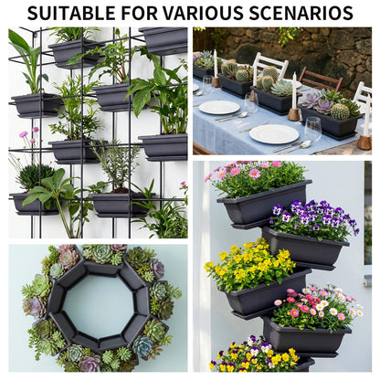 Little pot friend Bonsai Pots, Plastic Bonsai Tree Pots, Bonsai pots with Humidity Tray and Drainage, Suitable for Growing Potted Plants in Both Indoor and Outdoor Gardens (Rectangle, 3pcs-6.5")