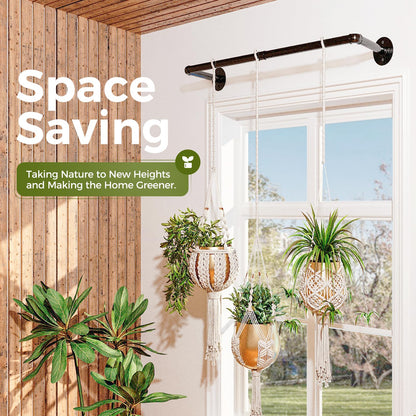 Bamworld Hanging Planters for Indoor Plants Plant Hanger Indoor Hanging Plants Rod 36.2in Window Plant Shelves Metal Rod Pot/Chain/Plant Not Included
