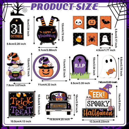Umigy 15 Pcs Halloween Tiered Tray Decor Set Cute Ghost Tray Decorations Boo Halloween Wooden Signs Farmhouse Rustic Decoration for Home Table Party Supplies(Pumpkin)