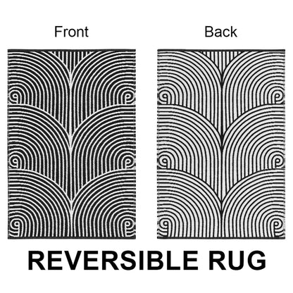 Tiffasea Front Door Mat 2'x3', Machine Washable Welcome Mats Cotton Woven Small Rug Reversible Indoor Outdoor Rugs Layered Floor Mat for Entryway/Kitchen/Bathroom/Bedroom(Black and White)
