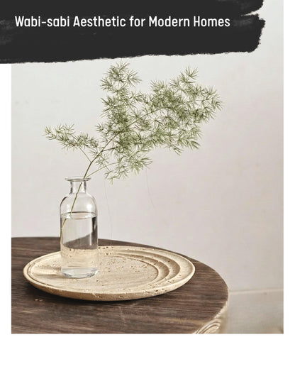 astavostone Natural Travertine Tray 9.5'' – Cream Beige Marble Decorative Tray, Fruit & Vase Display Plate, Decorative Catchall for Keys, Jewelry & Objects on Table, Island or Entryway Counter Decor