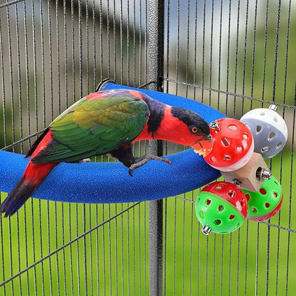 FrgKbTm U Shape Parrot Perch Stand Toy Bird Platform Sand Paw Grinding Clean Stick Exercise Conure Budgie Cockatiel Cage Accessories (Blue-Rotate)