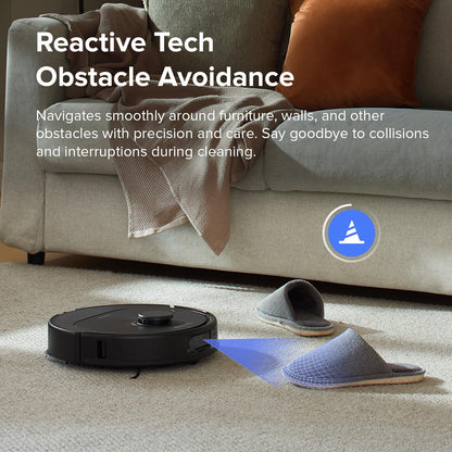 roborock Qrevo Series Robot Vacuum and Mop, 8000Pa Suction, Upgraded from Qrevo S, Anti-Tangle Brushes, Smart Obstacle Avoidance, Auto Mop Washing, All-in-One Dock, 200RPM Spinning Mops, Black(QV 35A)