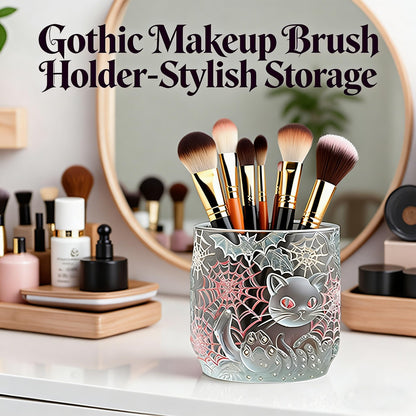 QUDYNZAL 1Pc Gothic Black Cat Jar Silicone Mold 3D Spooky Spiderweb Resin Mold for Epoxy Casting, Concrete DIY Makeup Brush Holder Succulent Planter Pen Cup Candle Handmade Halloween Gifts Home Decor