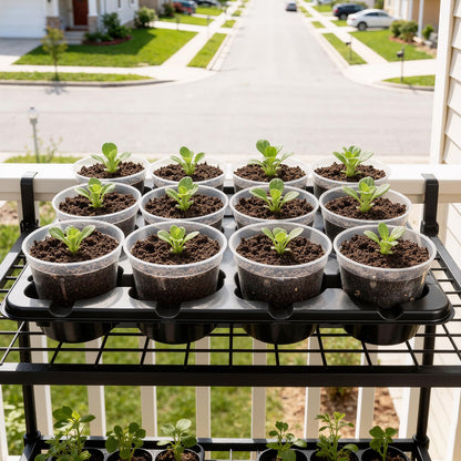 homenote 4 Inch Seed Starting Trays 5 Pack, 12-Cell Seedling Starter Trays for Indoor Outdoor Growing, Plant Starter Germination Trays for Pots Seedlings 4" Opening Compatible Pots