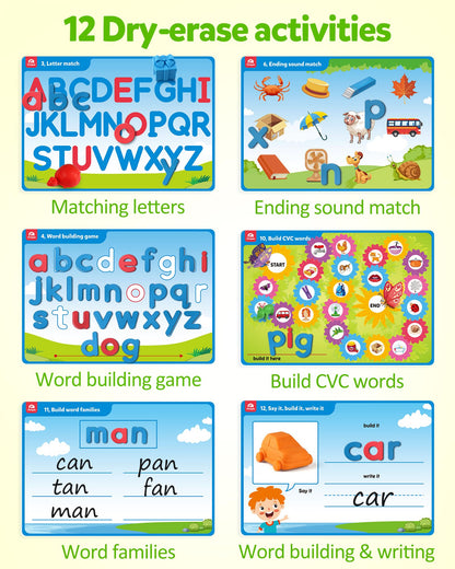 Coogam Preschool Alphabet Learning Activities, Magnetic EVA Letters Matching & Handwriting Game, Educational ABC Recognition with 6 Pattern Cards, Phonic Manipulatives Toys for Kids Age 3+