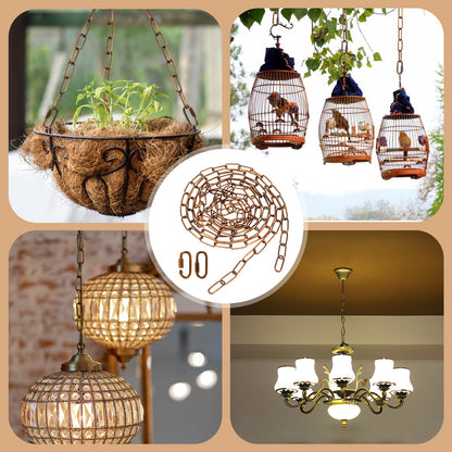 Canomo 12 feet Pendant Light Fixture Chain Adjustable Lighting Hanging Chain with Connection Locks for Chandelier, Plants Supports to 50LB, Gold Bronze