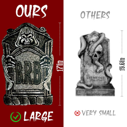 17inch Halloween Tombstones Decorations 6PCS Graveyard Halloween Decorations Outdoor, Plastic Halloween Gravestones Headstone Yard Signs for Yard Decor