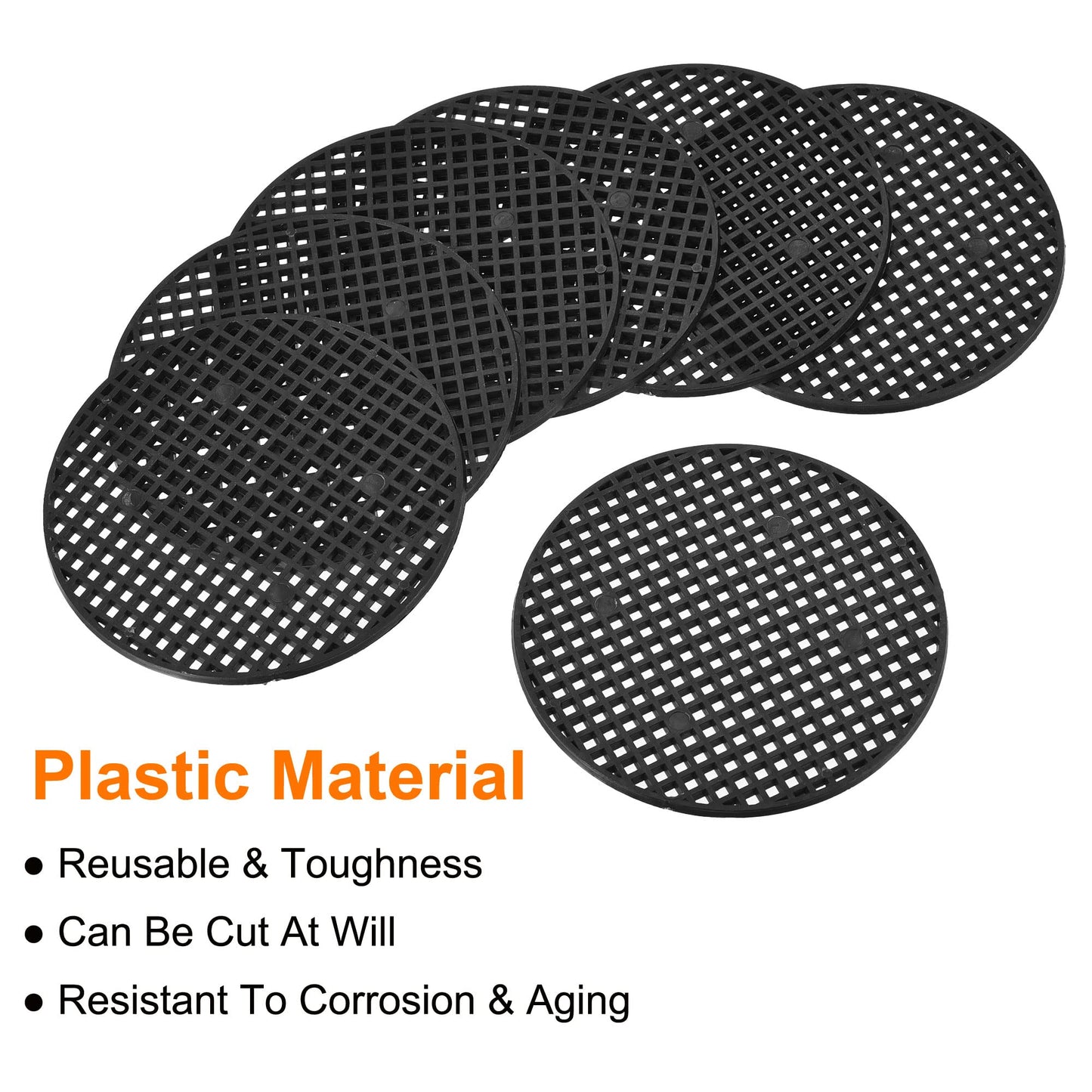 MECCANIXITY Flower Pot Hole Mesh Pad 4.7 Inch Bonsai Plant Bottom Round Plastic Soil Grid Screen Mat, Black Pack of 20