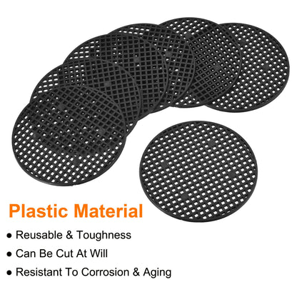 MECCANIXITY Flower Pot Hole Mesh Pad 4.7 Inch Bonsai Plant Bottom Round Plastic Soil Grid Screen Mat, Black Pack of 20