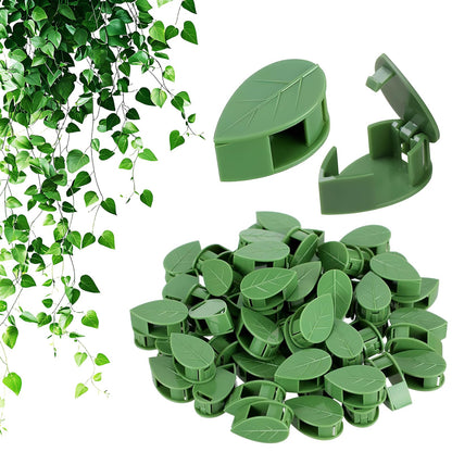 Hulezt Plant Climbing Wall Fixture Clips, 2026 New Plant Clips for Climbing Plants, Green Leaf Shaped Self-Adhesive Plant Wall Clips for Vine Support Traction and Cable Organization (60, Green)