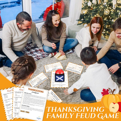 Syhood Thanksgiving Friendly Feud Game with 2 Answer Buzzer, Friendsgiving Family Card, Family Trivia Quiz Game Night for Party Office Adults Large Groups Teams