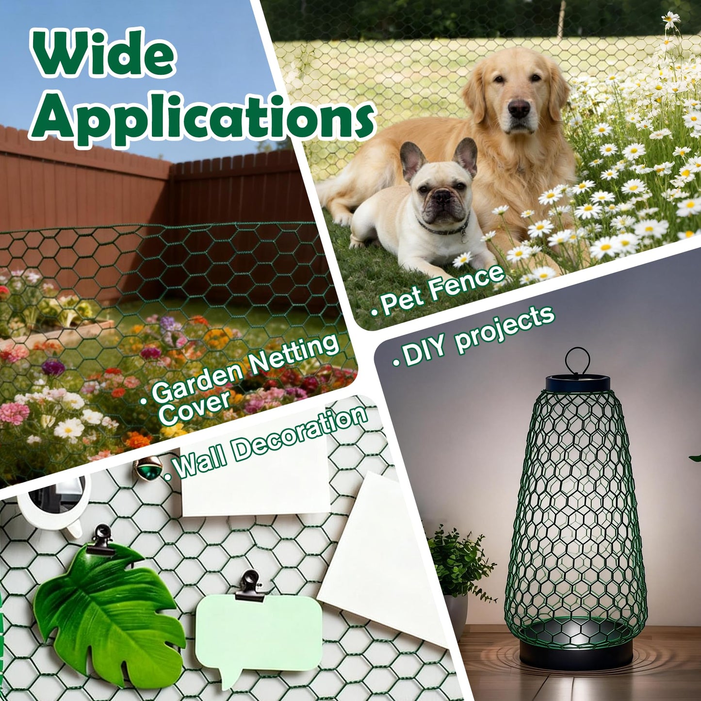 16 in x 50 ft Plant Protectors from Animals, Metal Mesh Plant Protector for Garden Plant Cages for Outdoor Plants with Ground Stakes & Cutting Plier