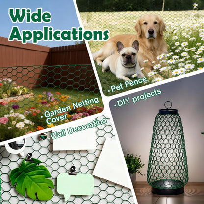 16 in x 50 ft Plant Protectors from Animals, Metal Mesh Plant Protector for Garden Plant Cages for Outdoor Plants with Ground Stakes & Cutting Plier