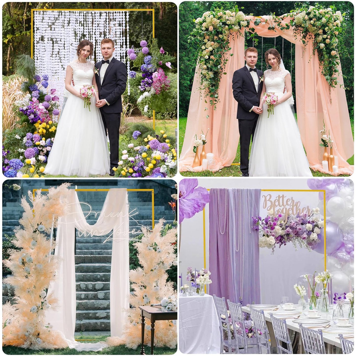 Wokceer Backdrop Stand Square Wedding Arch 6.6FT x 5.2FT Gold Metal Balloon Arch Backdrop Stand for Wedding Ceremony Birthday Party Baby Shower Photo Booth Background Decor