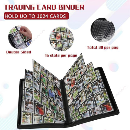 1024 Pocket Card Binder,16 Pocket Trading Card Binder，Side Loading Collectible Card Albums for MTG, for TCG Football, Sports, Game Cards Red