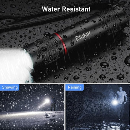 Blukar Rechargeable Flashlight, High Lumens Flashlight, Super Bright Small LED Flash Light- Zoomable, Adjustable Brightness, Long Lasting for Camping, Outdoors and Home Emergency