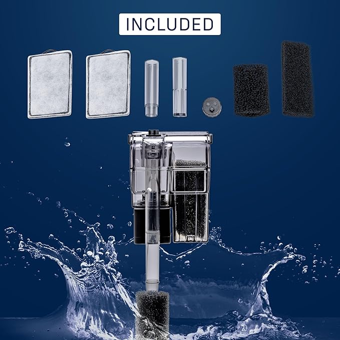 Mighty Aquarium Hang On Back Filter - Aquarium HOB Filter - Adjustable Fish Tank Filter - Aquarium Filters - Nano Aquarium Filter - Fish Aquarium Filter - Hang On Back Aquarium Filter (10-16 Gallons)