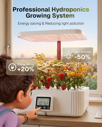 HBN Indoor Garden Hydroponics Growing System, 12 Pods Plant Germination Kit with LED Grow Light, LCD Touch Panel Quiet Automatic Hydroponic Height Adjustable - Grower Harvest Vegetable Lettuce