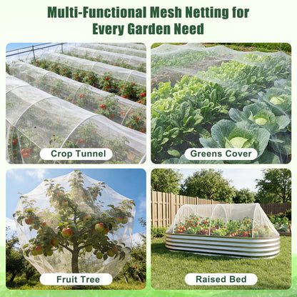 FEED GARDEN Garden Netting 8x10FT Ultra-Fine Mesh PE Cover for Vegetables Fruits Garden Row Cover Raised Bed Durable Protection from Birds Animals