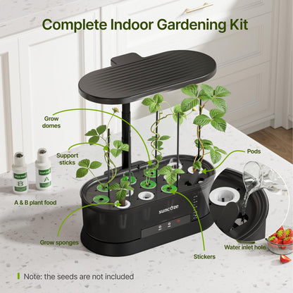 SUNCOZE Hydroponics Growing System with Removable Tank, 36W Dimmable Full Spectrum LED Grow Light, 12 Pods Indoor Herb Garden with 5L Split Water Tank, 21.6" Height Adjustable Hydroponic Garden