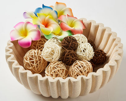 WVTANVW Ruffle Decor Large Decorative Bowl,fruit bowl kitchen stone bowl,bowl decor,Trendy home decor large Stylish Key Bowl for Entry Table