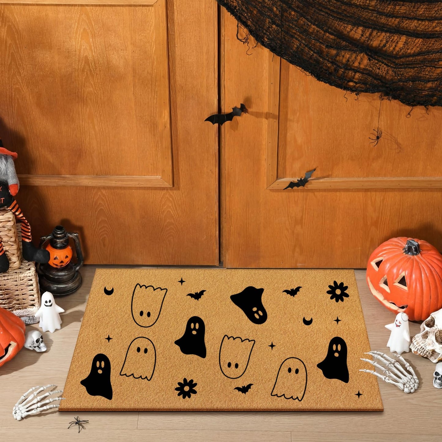 Yookeer 14 Pcs Fall Halloween Stencils for Door Mats, Reusable Pumpkin Ghost Welcome Templates for Autumn Halloween Painting on Doormat Wood Signs Wall Crafts DIY Project