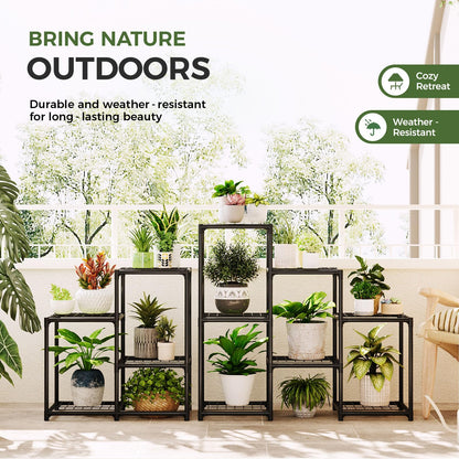 Bamworld Corner Plant Stand Indoor Metal Plant Shelf 5-Tier 11 Potted Flower Shelves Garden Black Plant Holder Rack for Garden Living Room Patio Morden Home Decor Gardening Gifts
