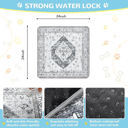 Lahome Super Absorbent & Leakproof Washable Dog Pee Pads - 2 Pack Value Set - Waterproof, Non-Slip Reusable Pads for Puppy Training, Crates & Whelping (24"x24", Gray)