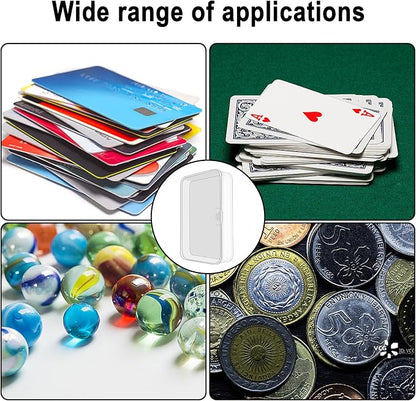 Blank Card Case, 4 Pack Clear Plastic Card Deck Box, Snaps Closed - Storage Box for Base Ball Trading Cards, Business Cards & More