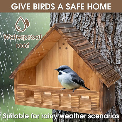SWANGSA 2 Pack Carbonized Mourning Dove Nesting Box, Cedar Birdhouses for Outdoor Doves and Other Small Birds